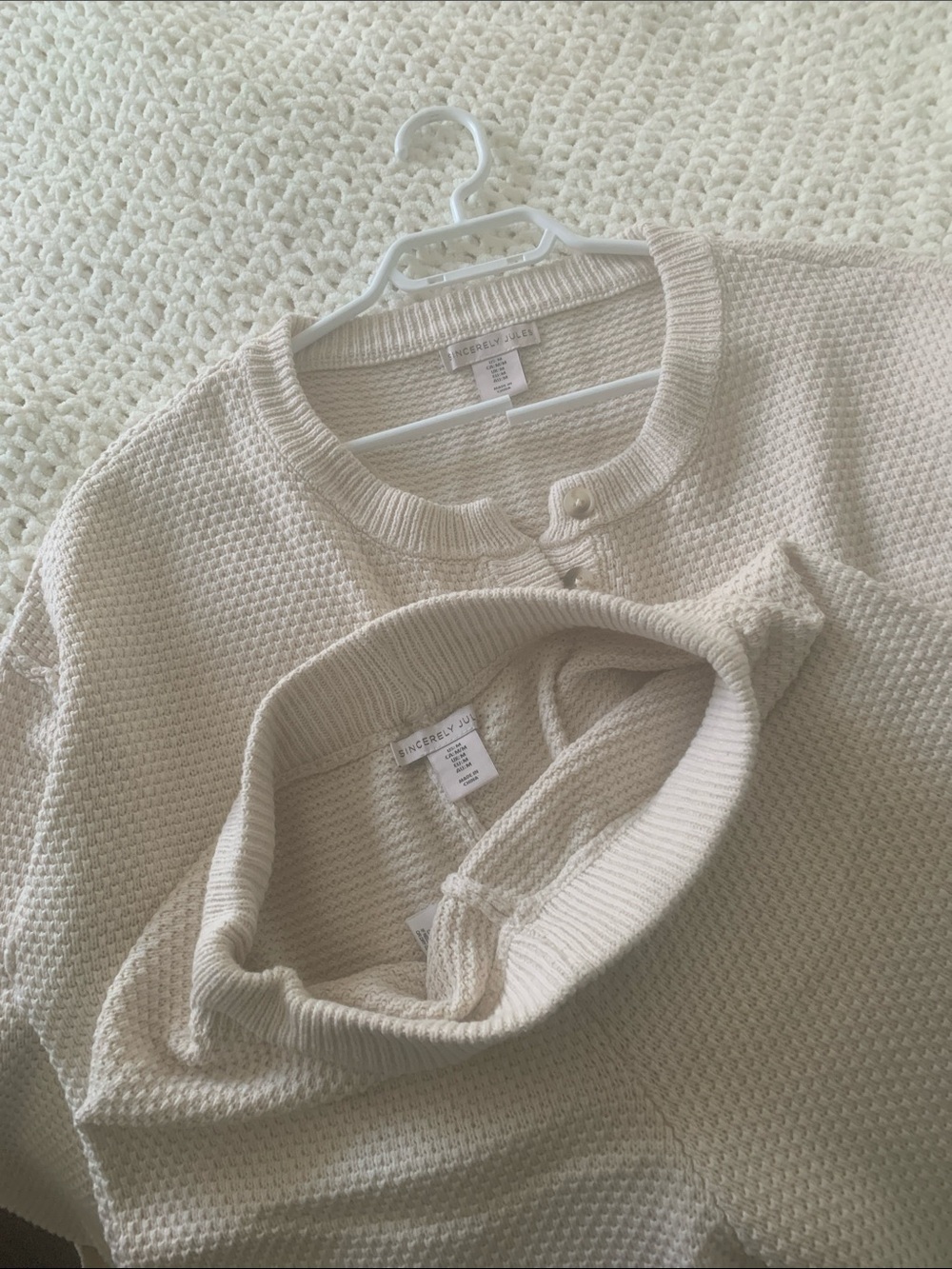 Sincerely Jules Cream Waffle-Knit Top Set